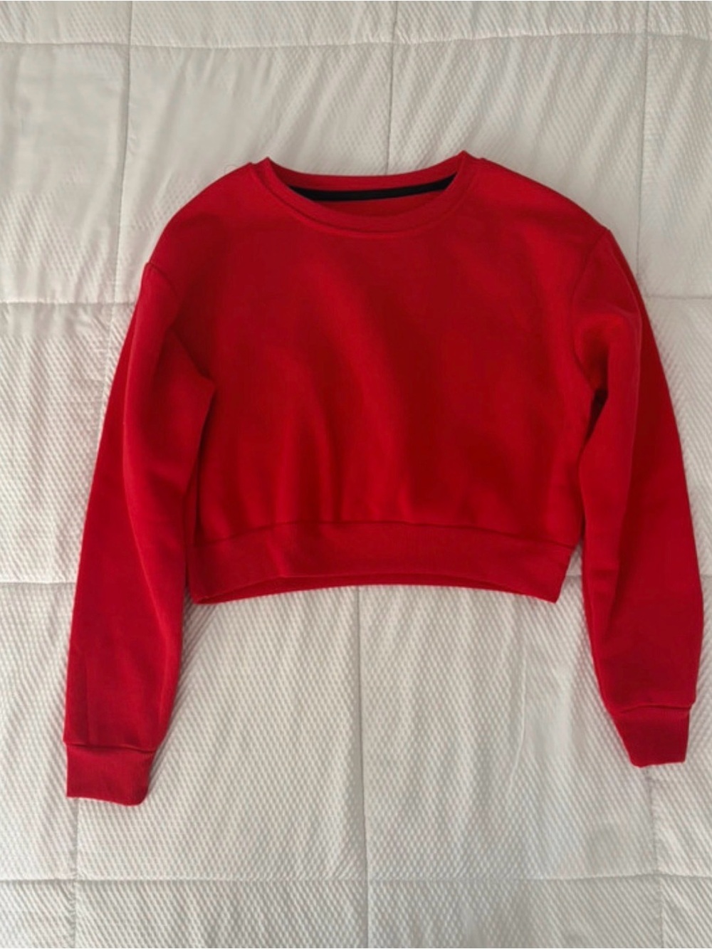 SHEIN Red Cropped Crewneck Sweatshirt XS